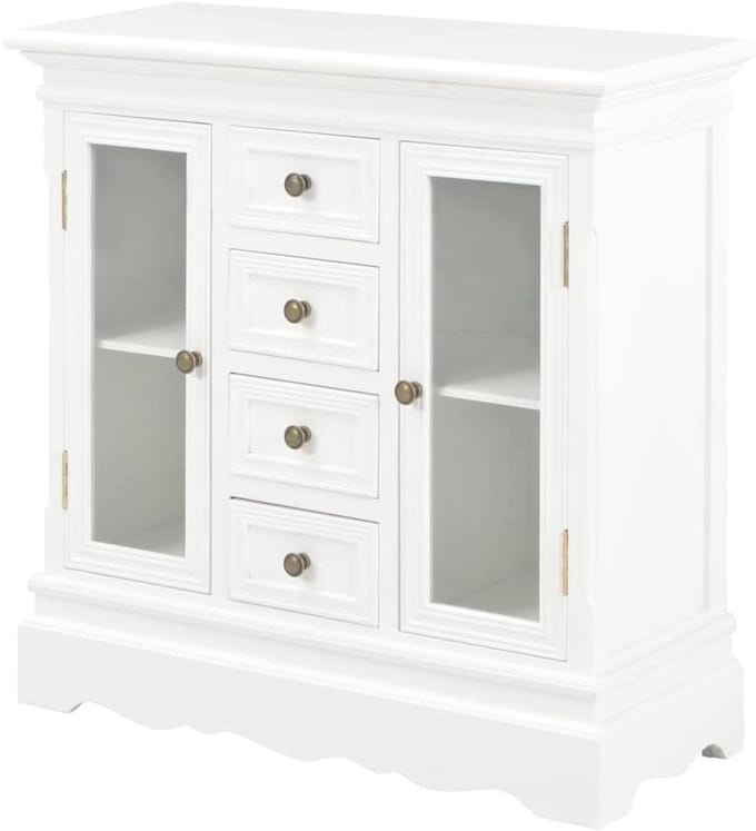 Dressoir Kast - Ladekast Commode - Opbergen Woonkamer - Massief Grenen Hout - 70 x 28 x 70 cm - Wit