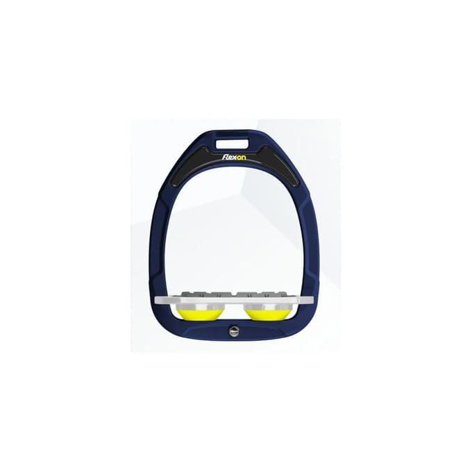 Platte Grip stijgbeugels Marine/Wit/Geel Flex-On Green Composite