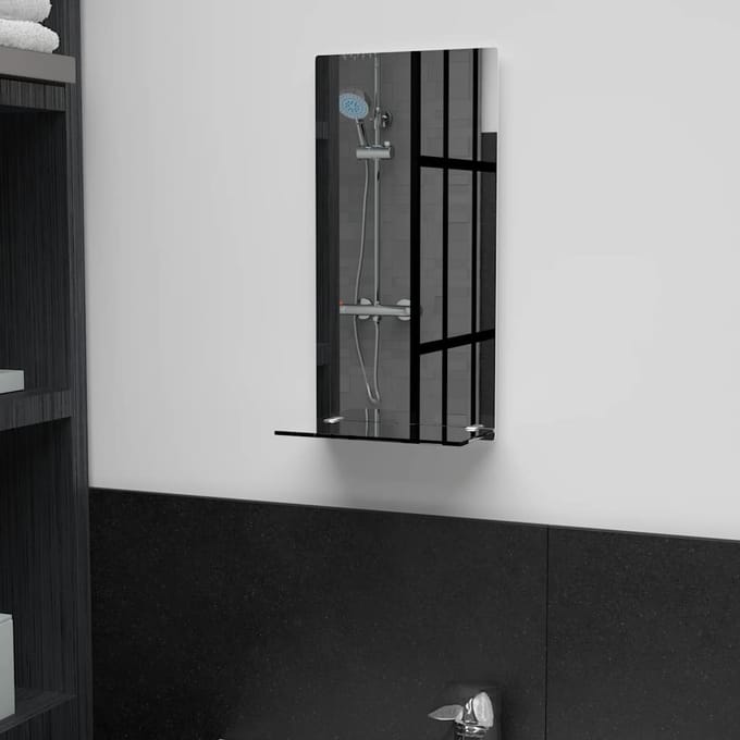 vidaXL - Wandspiegel - met - schap - 20x40 - cm - gehard - glas