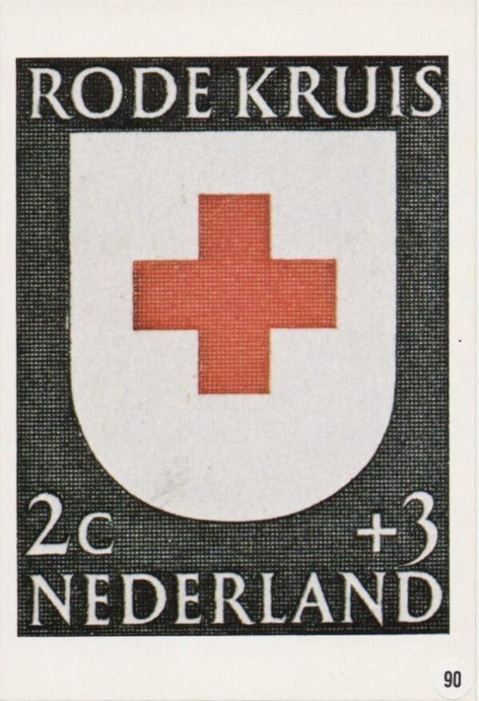 Briefkaart met afbeelding Rode kruisschild postzegel
