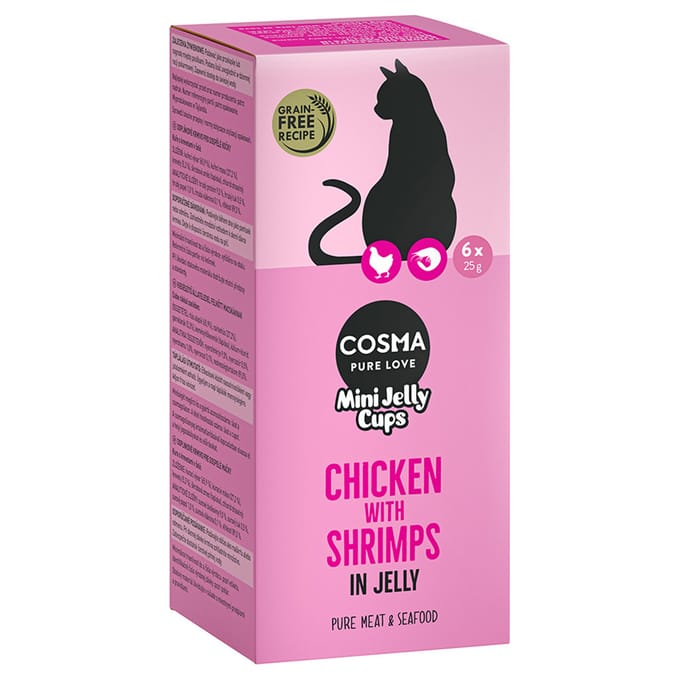 Cosma Mini Jelly Cups 24 x 25 g  - Kip/Garnalen
