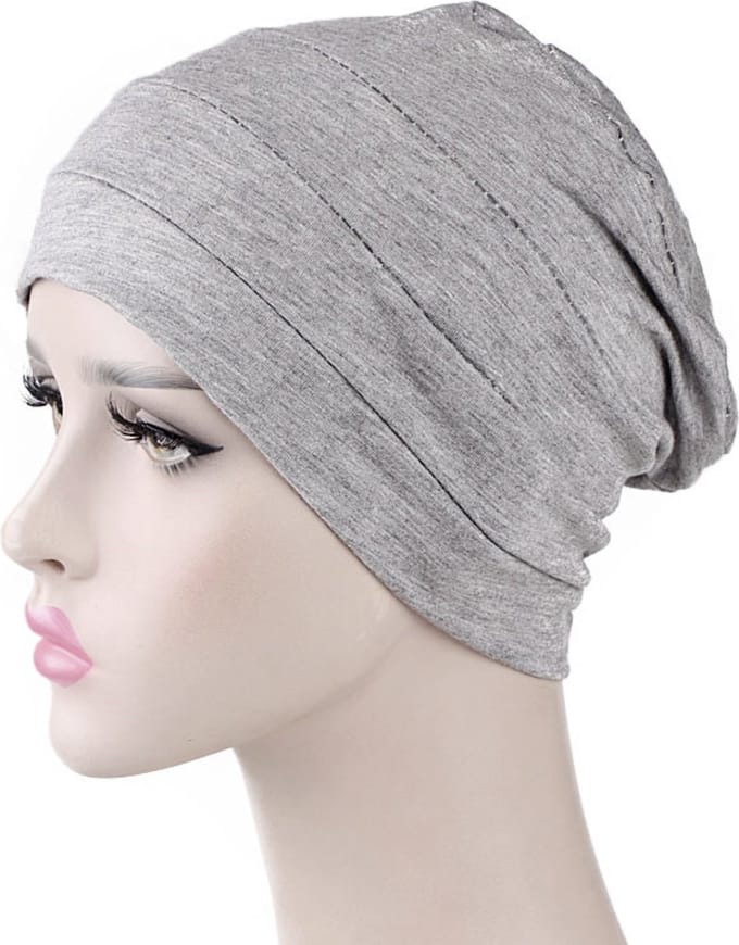 Cabantis Hijab Beanie - Hoofddeksel - Islamitisch - Tulband - Muts - Chemo - Lichtgrijs