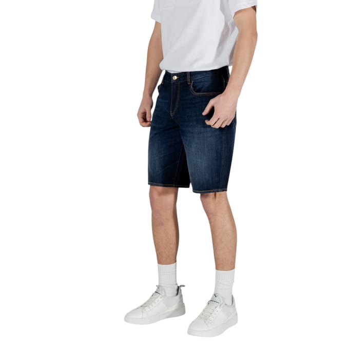 Plain Cotton-Blend Shorts with Pockets - Blue
