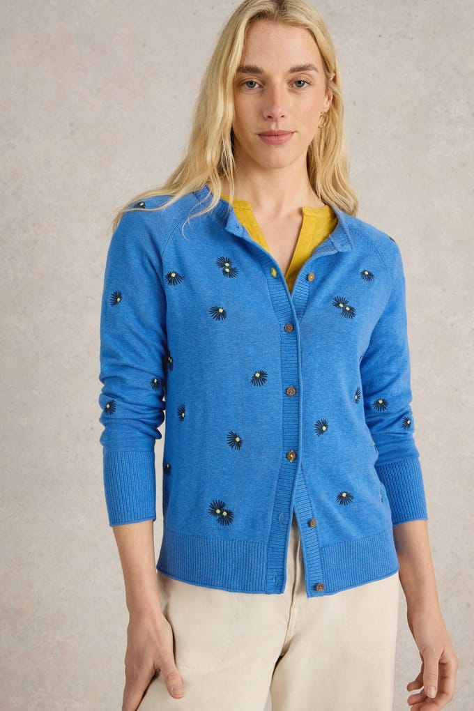 White Stuff Lulu Embroidered Cardi Blue Multi Taglia: 8 | Cardigan Outlet | Donna | Blu