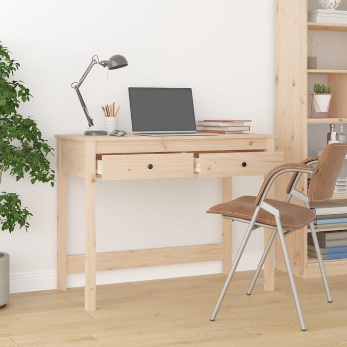 vidaXL - Bureau - met - lades - 100x50x78 - cm - massief - grenenhout