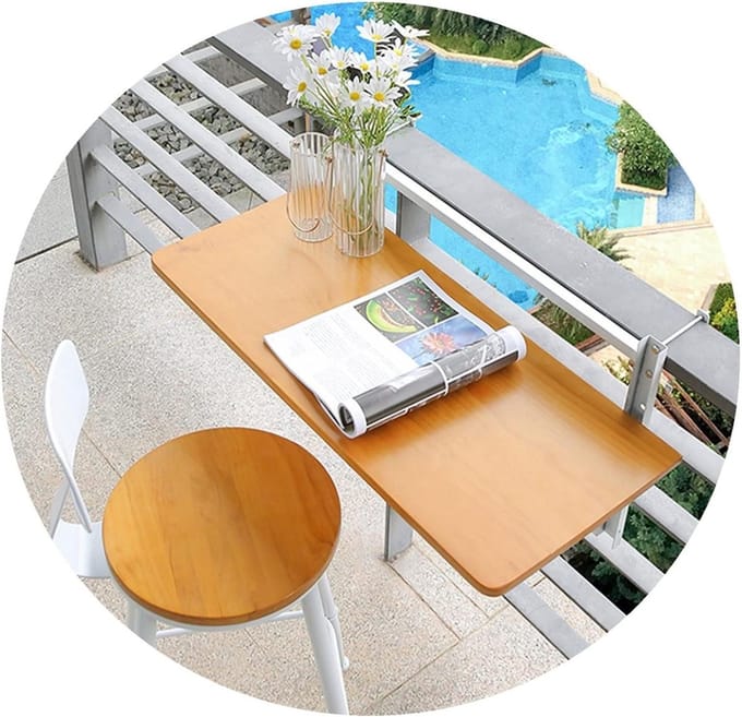 Balkon Hangtafel - Opvouwbare Tafel - Buiten Ontspannen - Verstelbare Beugel - 80x35cm - Wit