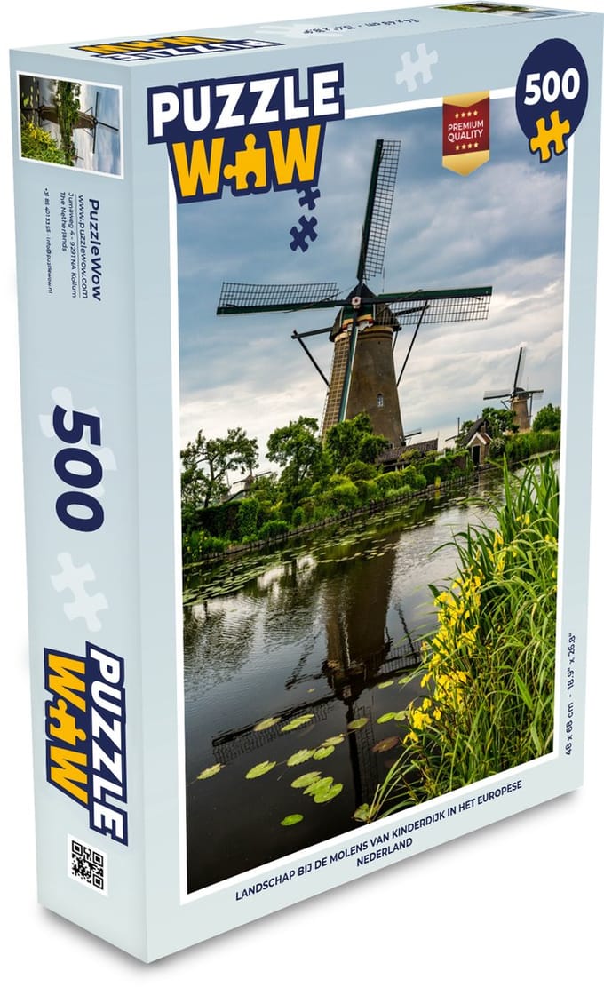 Puzzel Molen - Bloemen - Water - Legpuzzel - Puzzel 500 stukjes