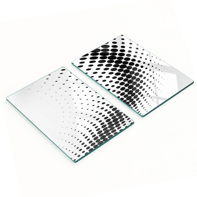 Set van 2 geharde glazen borden met geometrische figuren, 2x40x52 cm