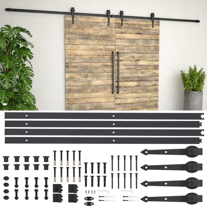 vidaXL - Onderdelenset - voor - schuifdeur - 2x183 - cm - staal - zwart