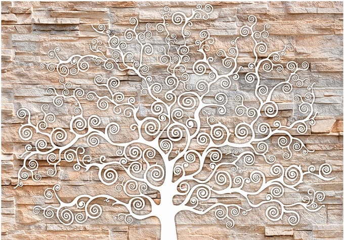 Fotobehangkoning - Behang - Vliesbehang - Fotobehang - Stone Tree - 250 x 175 cm