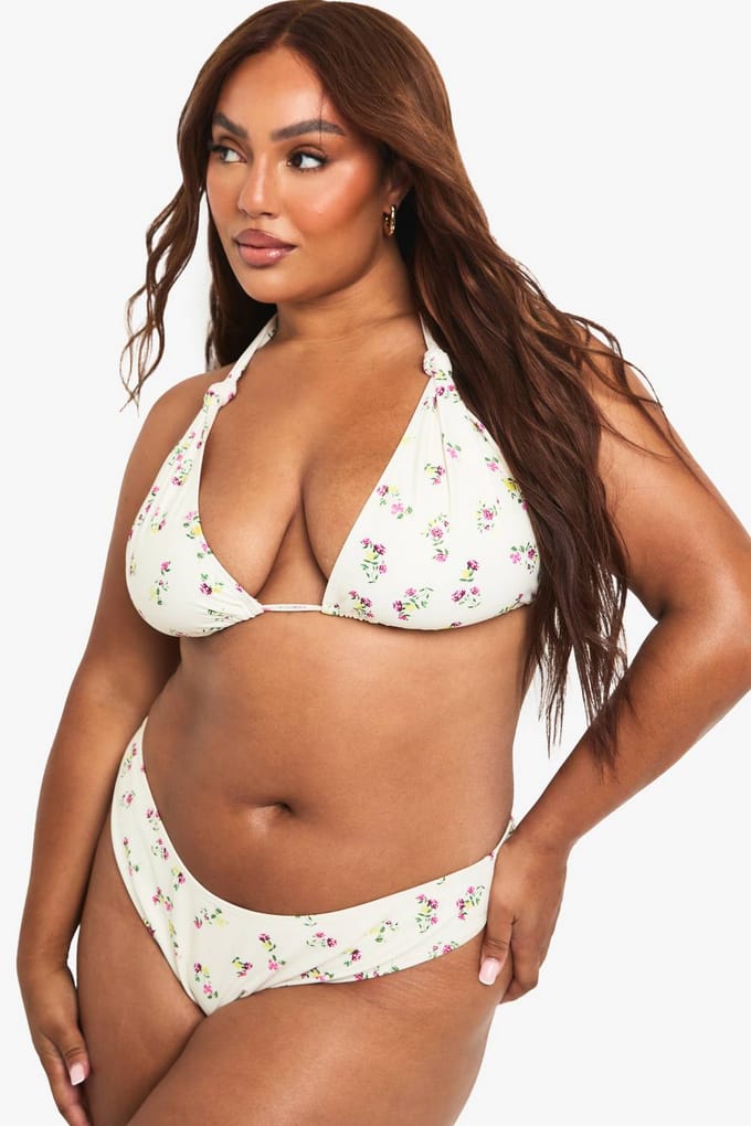 boohoo Dames PLUS BEDRUKTE BIKINI SET | Cream | Maat: 26