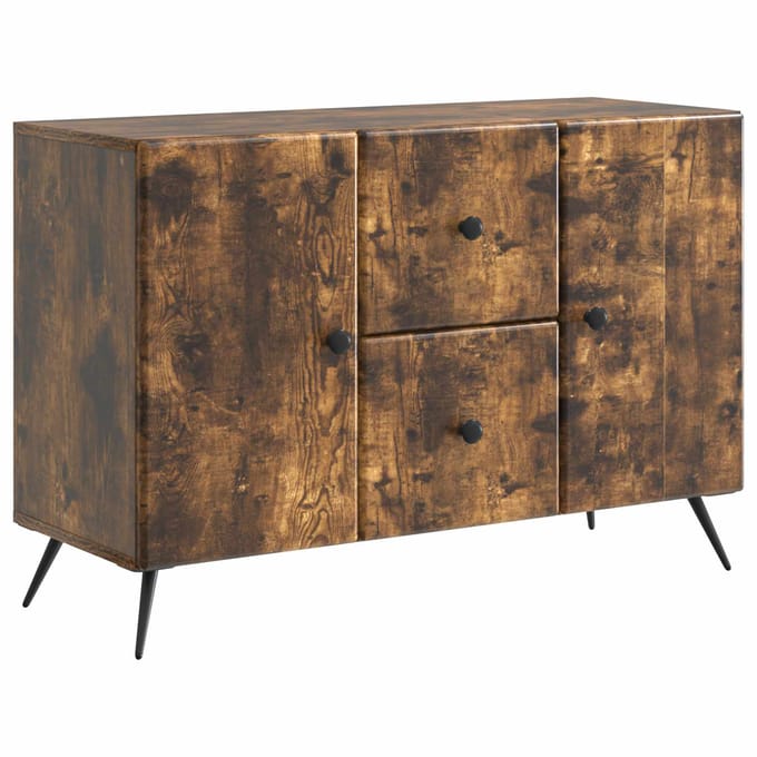 vidaXL - Dressoir - met - lade - Gerookt - eiken - 89 - x - 34,5 - x - 60 - cm - Bewerkt - hout
