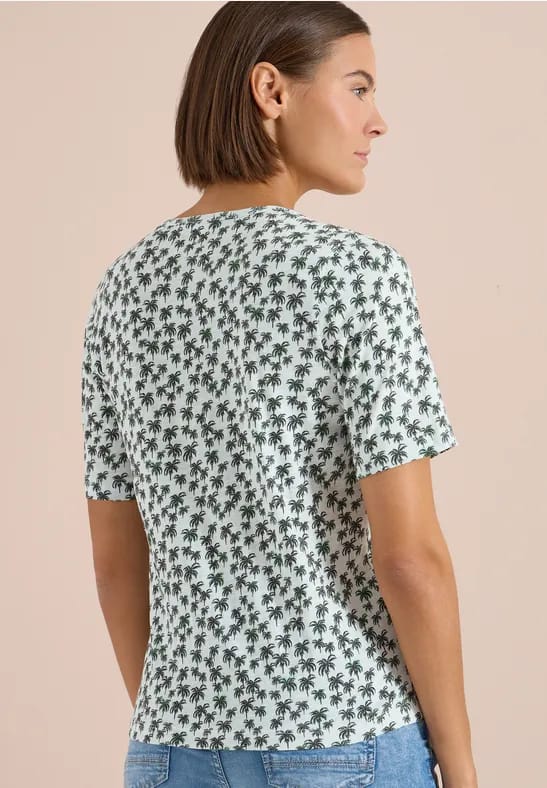 Shirt met ronde hals en palmopdruk