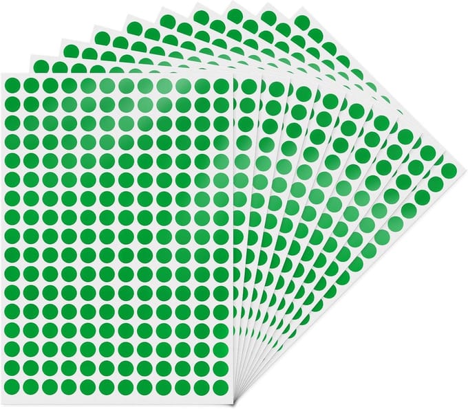 Ronde Kleurcodering Stickers Groen 10mm Zelfklevend 2040 Stuks
