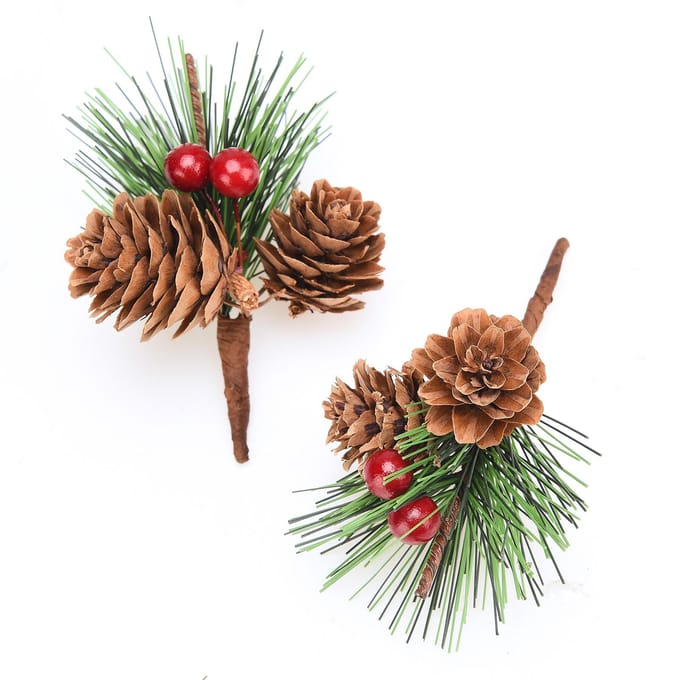 Mini Kerstboom Accessoires Pijnappels Pijntakken Kerstversieringen Kleine Bloemstukjes beige