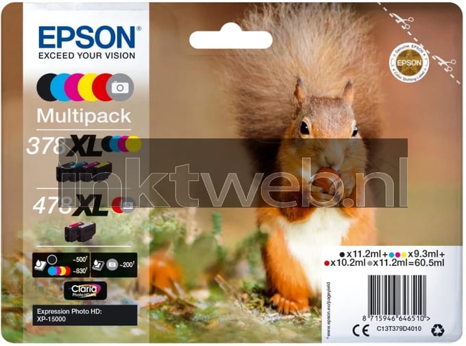 Epson Inktcartridge 378/478XL (C13T379D4010) 6-kleuren Multipack Hoge capaciteit