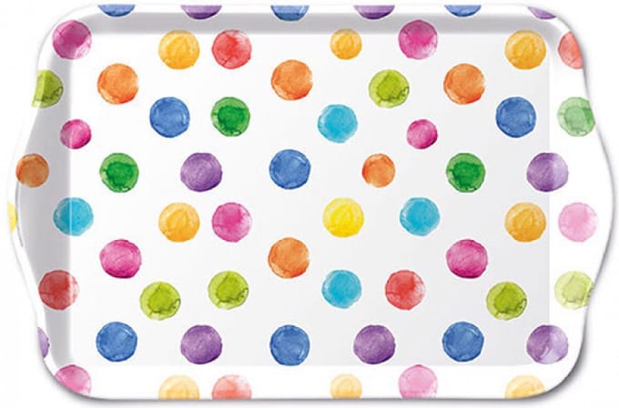 Tray melamine 13x21 cm Polka dots white
