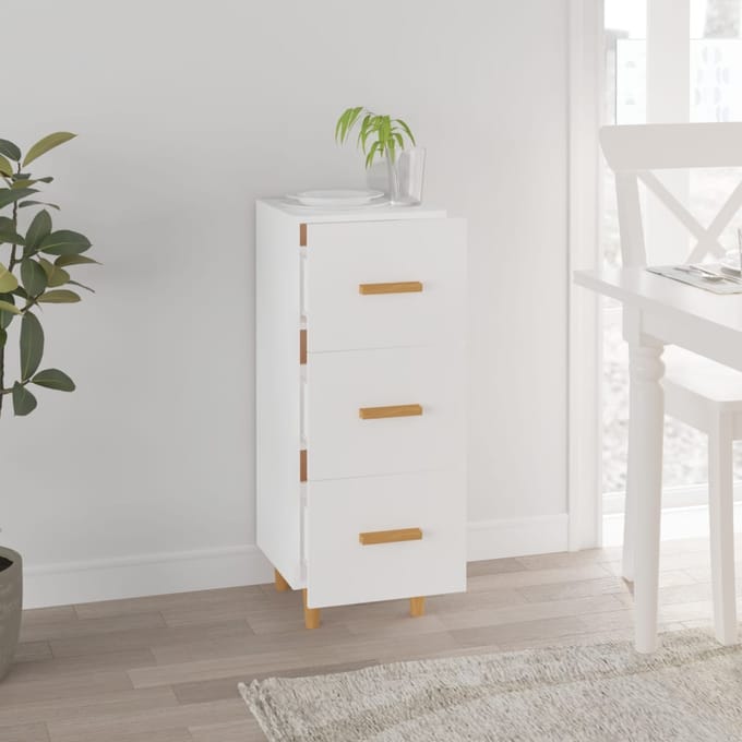 vidaXL - Dressoir - 34,5x34x90 - cm - bewerkt - hout - wit