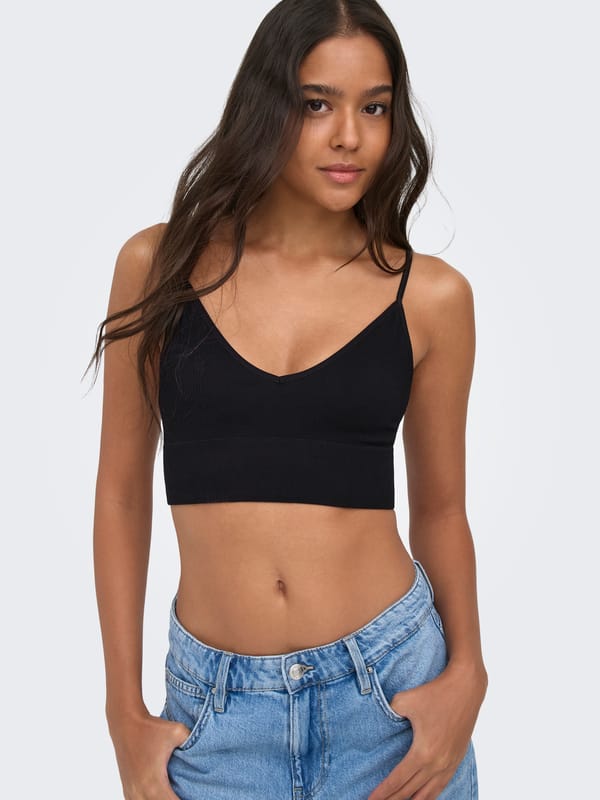 ONLY ONLVICKY  RIB SEAMLESS V-NECK TOP NOOS Dames Ondergoed - Maat S/M