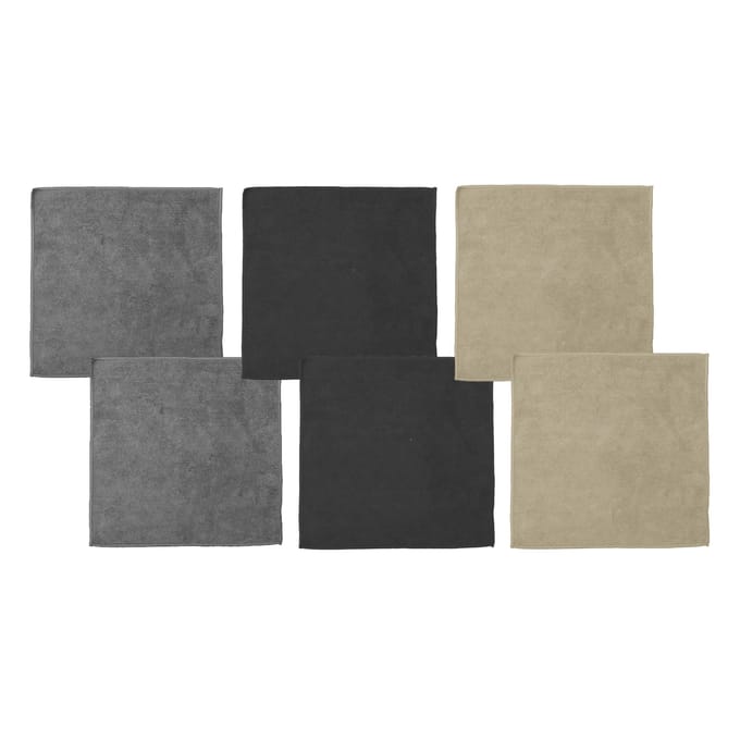 DDDDD - Microvezeldoek Billie - 30x30 cm - Combi Grijs/Zwart/Zand - 6 Stuks