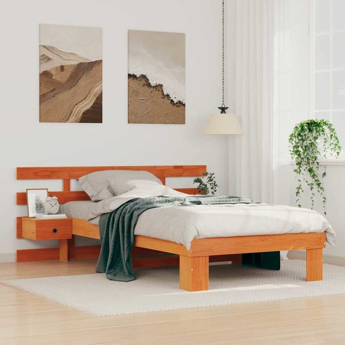 vidaXL - Bedframe - Wasbruin - 100 - x - 200 - cm - Massief - grenenhout