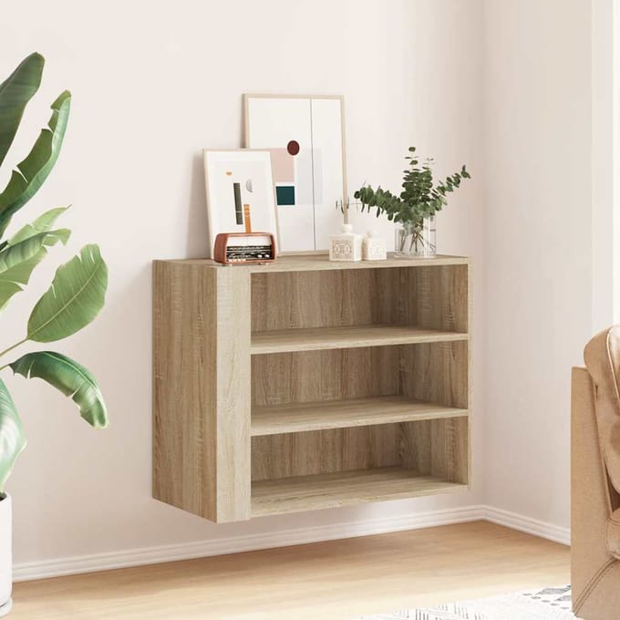 vidaXL - Wandkast - 75x35x60 - cm - bewerkt - hout - sonoma - eikenkleurig