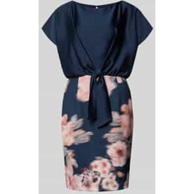 Knie-lange cocktailjurk met knoopdetail