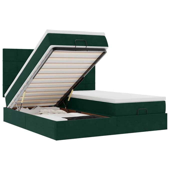 vidaXL - Ottoman - bed - met - matrassen - en - LED's - 160x200cm - fluweel