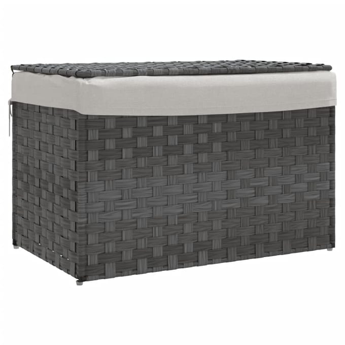 vidaXL - Wasmand - met - deksel - 55,5x35x34 - cm - poly - rattan - grijs