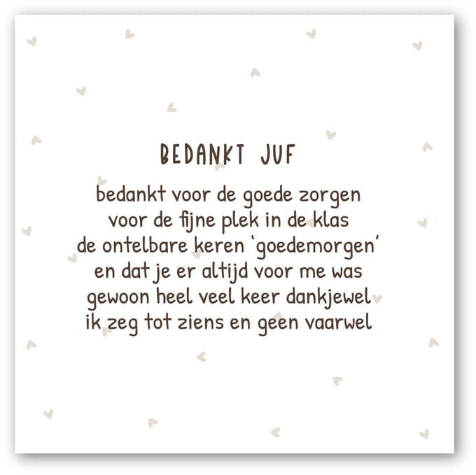 Forex tegeltje | In geschenkverpakking | Juf gedichtje | winkeltjevananne.nl