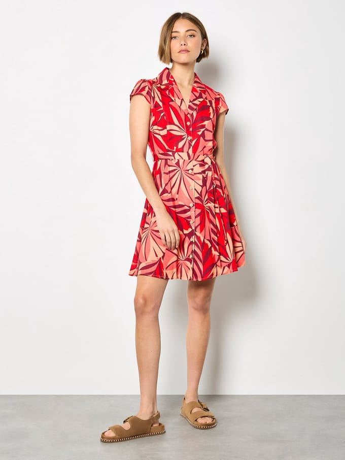 Mini-shirtjurk met tropisch bladmotief