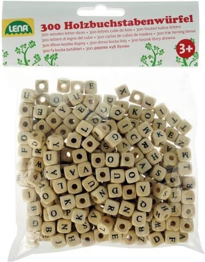 Lena - Houten kralen - Letterdobbelsteentjes