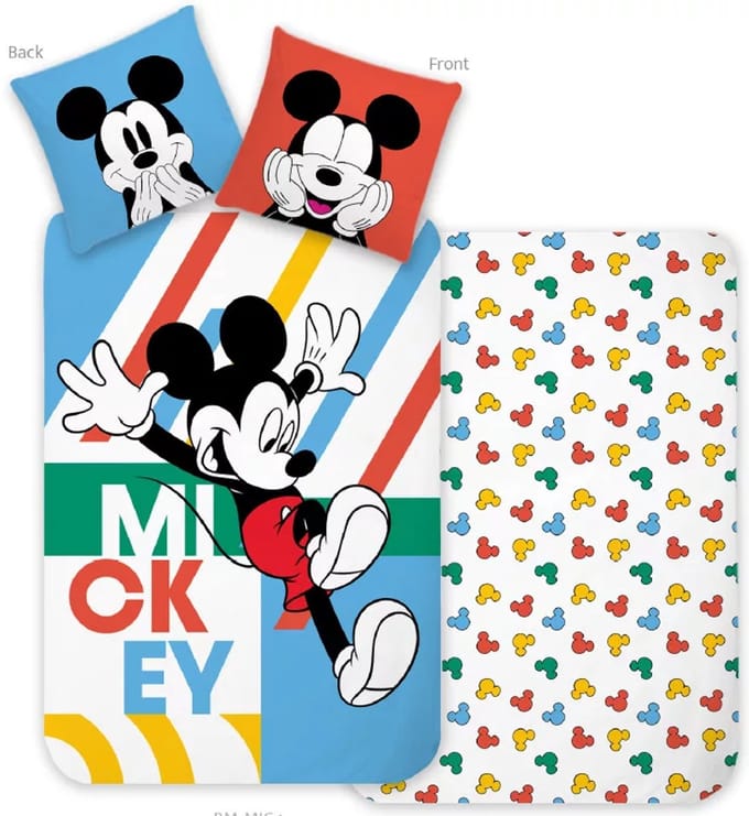 Disney Mickey Mouse dekbedovertrek Jump Play 100 x 135 cm - 40 x 60 cm - katoen