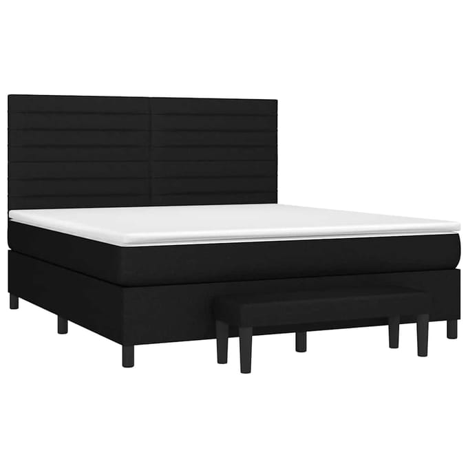 vidaXL - Boxspring - met - matras - stof - zwart - 160x200 - cm