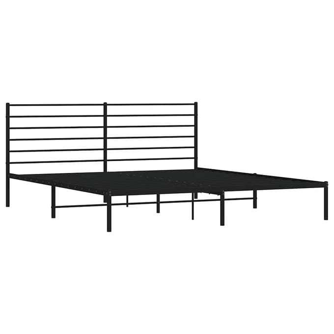 vidaXL - Bedframe - met - hoofdbord - metaal - zwart - 200x200 - cm