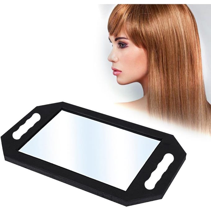 Professionele Handheld Spiegel Spons Salon Kappers Glazen Spiegel Schuimframe Schokbestendige Make-up Spiegel zwart