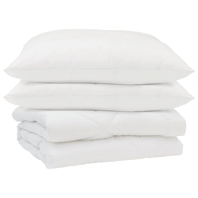 vidaXL - Zomer - Deken - met - kussen - 3 - st - Wit - Microvezel