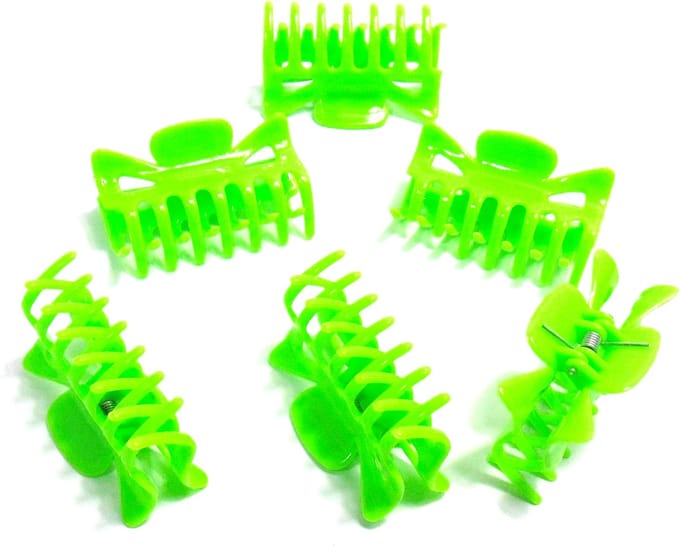 6 haarklemmen 6 cm felgroen