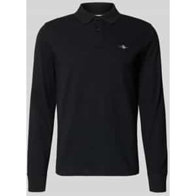 Gant Polo Long Sleeve Piqué Uni Fine Shield Embroidery Zwart / male