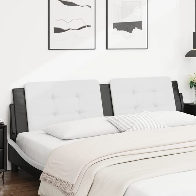 vidaXL - Hoofdbordkussen - "Zadar" - 200 - cm - kunstleer - wit - en - zwart