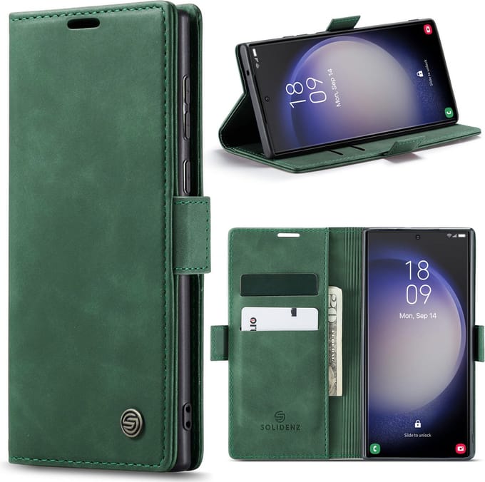 Solidenz Hoesje - Geschikt voor Samsung Galaxy S23 Ultra - Urban Book - Groen