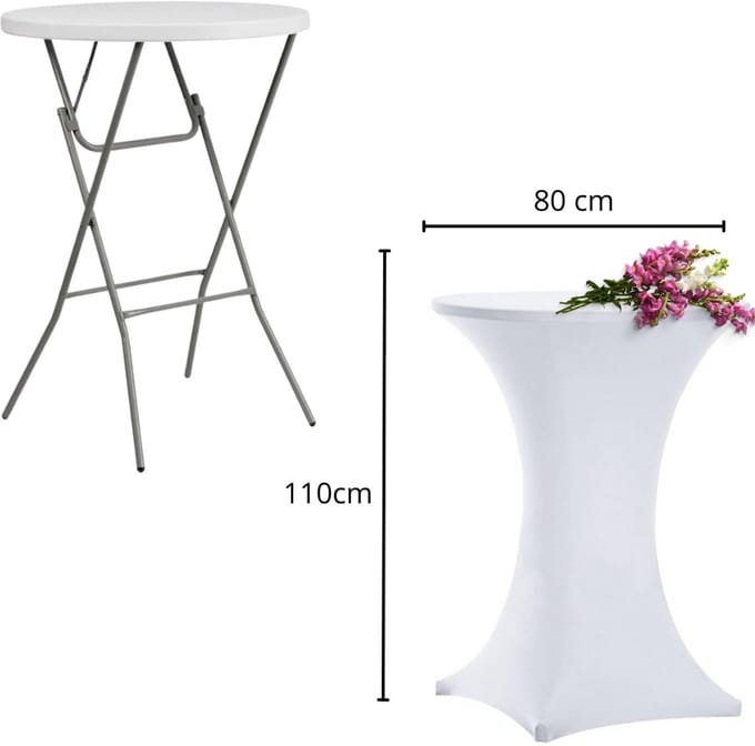 Ubieramy-meble Stretch - Statafelhoes - Cocktailtafel - Ø 80 x 110 cm - Wit - Elegant Design