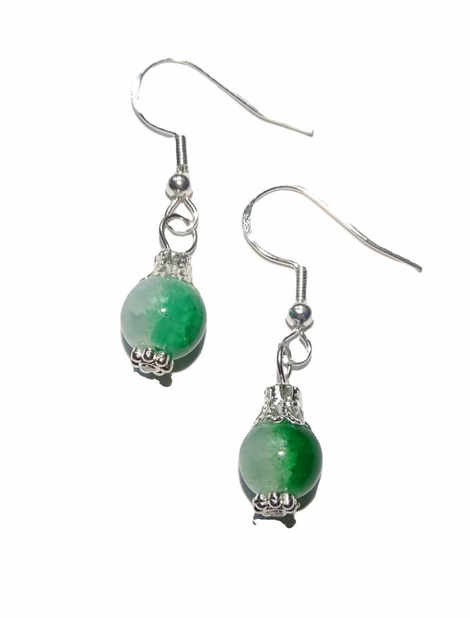 Zilveren Oorhangers Kristal Bal Groen