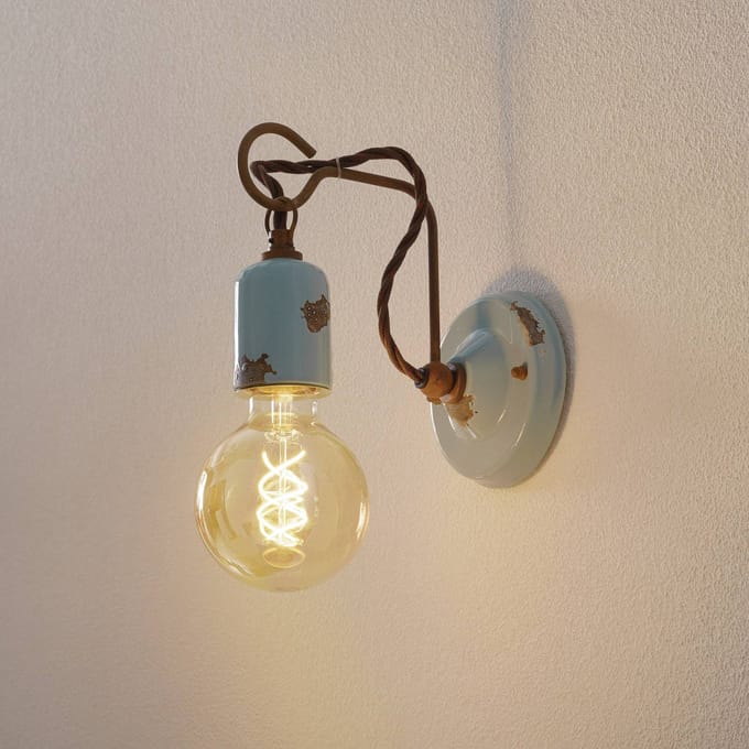 Ferroluce Wandlamp in vintage stijl C665 turquoise