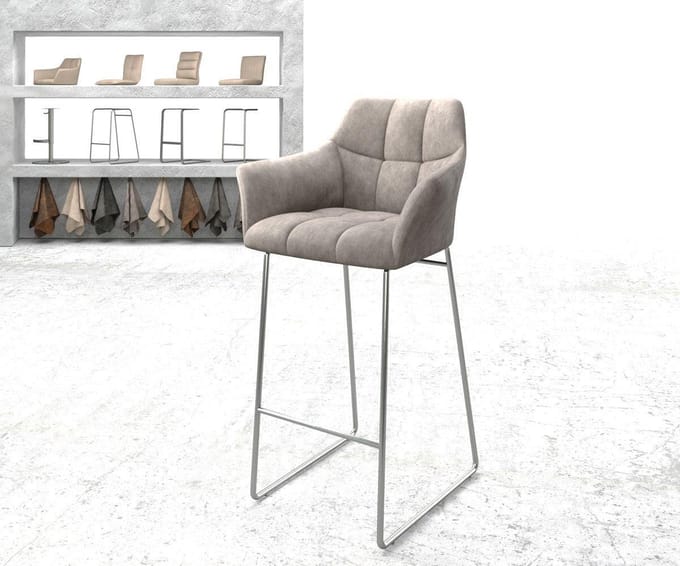 Barstoel Yulo-Flex slipframe roestvrijstaal vintage taupe