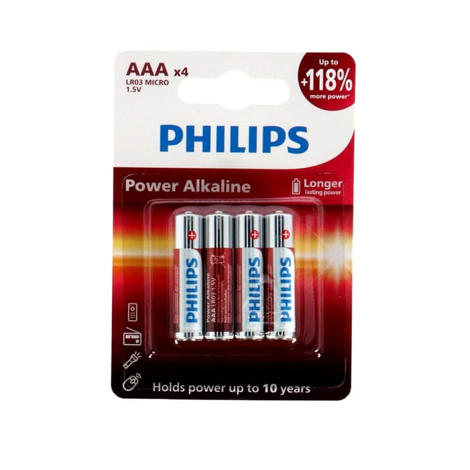 Philips Power Alkaline - AAA Batterijen - 4 stuks