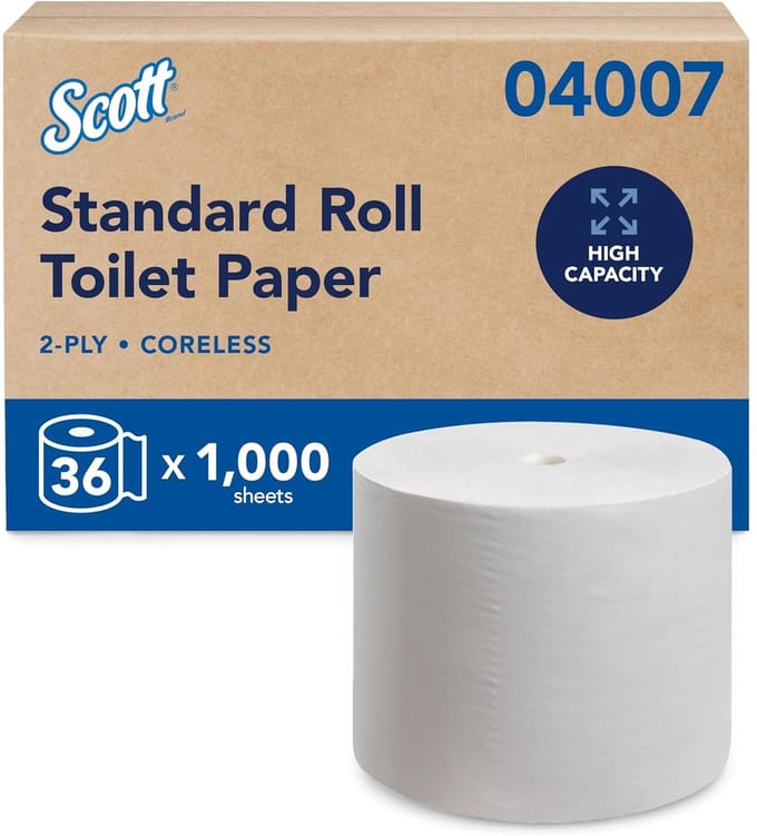 Scott Essential Toiletpapierrollen 2-laags 75% langer voor hogere capaciteit 36 x 1.000 vellen