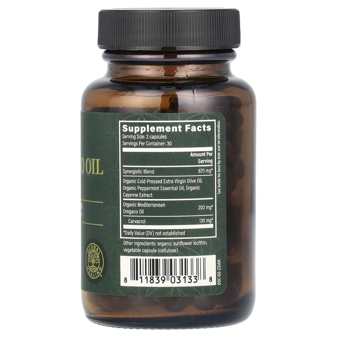 Oregano Olie, 200 mg, 60 Vloeibare Capsules (100 mg per capsule)