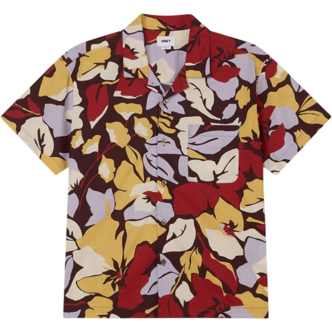 Obey Maxwell cuban shirt Hawaiian korte mouwen - chocolade multi