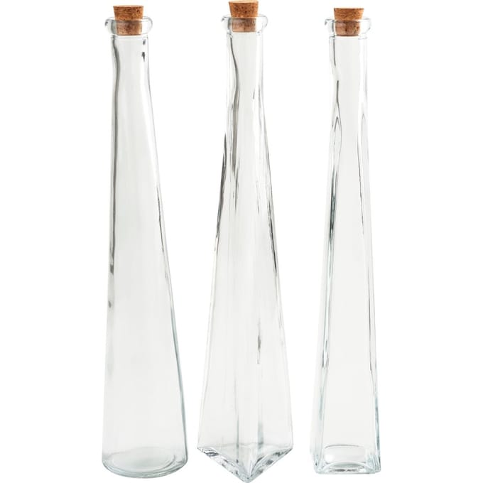 VBS Glazen flessen "Geo", set van 3